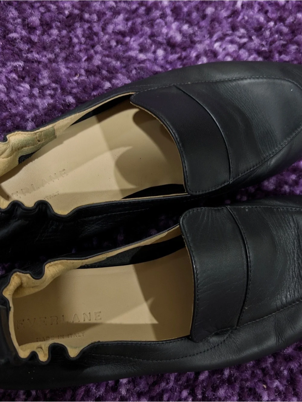 Men's Black Leather Slip-On Loafers with Cushioned Insole